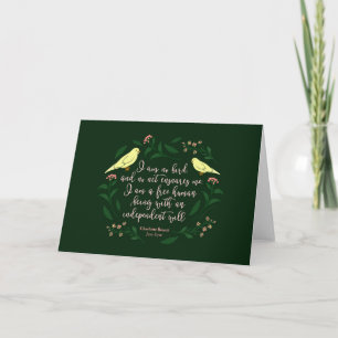 Cartão Citação da Ave Floral Verde Charlotte Bronte Jane 