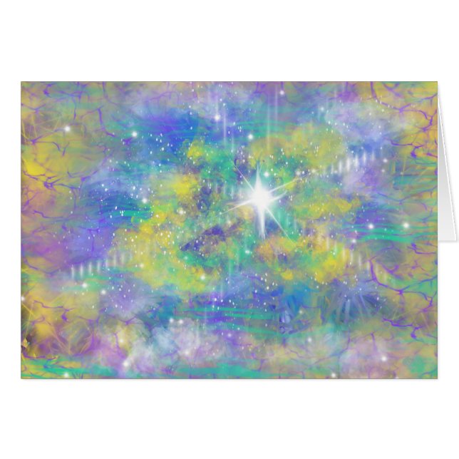 Cartão Citação da Bíblia de Arte Cristã Celestial nas Est (Frente Horizontal)