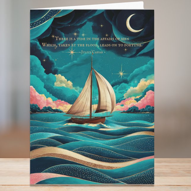 Cartão Citação da Ilustração Azul de Teal Moderna Minimal (Criador carregado)