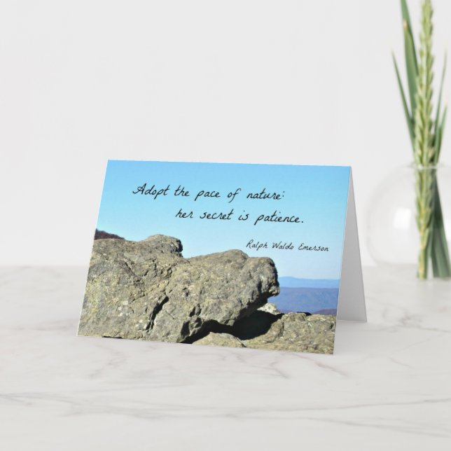 Cartão Citação de Emerson: Adote o ritmo da natureza.... (Frente)