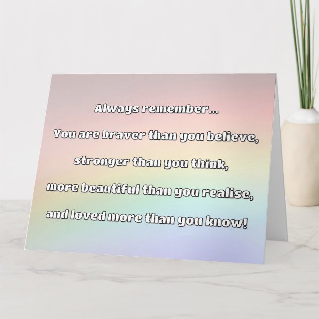 Cartão Citação de Encorajamento Positivo da Bravery Empat (Frente)