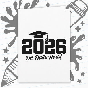 Cartão Citação de Graduação da Turma de 2026 Estou Fora D