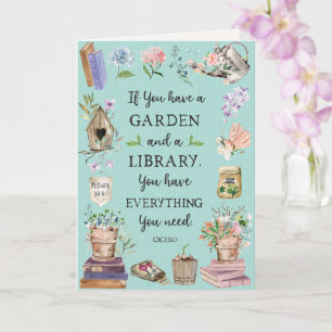 Cartão Citação de jardinagem e biblioteca Floral Jardim S