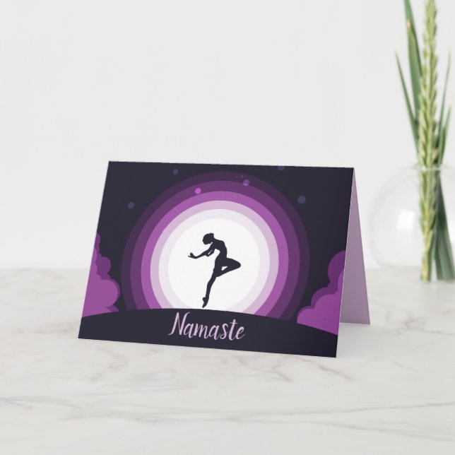 Cartão Citação de Namaste Obrigado Ballerina Dancer Moon (Frente)