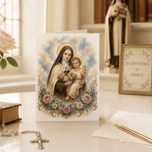 Cartão Citação de Rosas de Santa Teresa de Lisieux