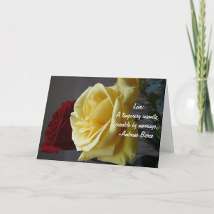 Cartão Citação do Amor: Feliz Aniversário+Rosa Amarela
