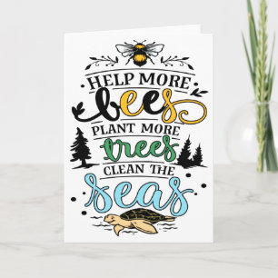 Cartão Citação do Dia da Terra Ajude Abelhas Plante Árvor