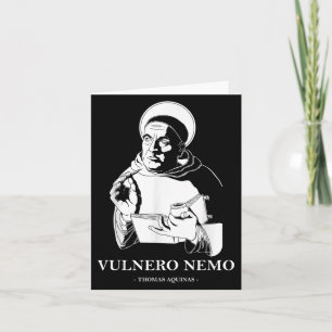 Cartão Citação do Santo Católico Vulnero Nemo Thomas Aqui