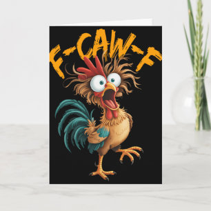 Cartão Citação engraçada de humor de galinha F-caw-f Galo