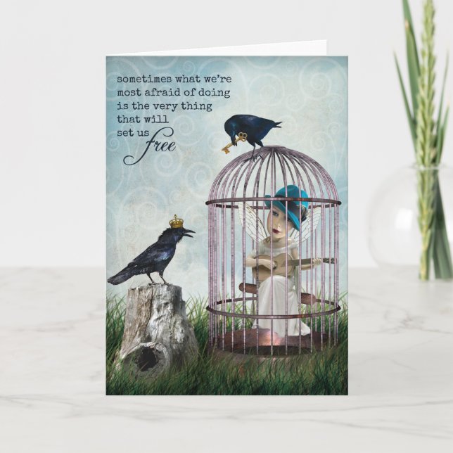 Cartão Citação Inspiracional Medo e Liberdade (Frente)