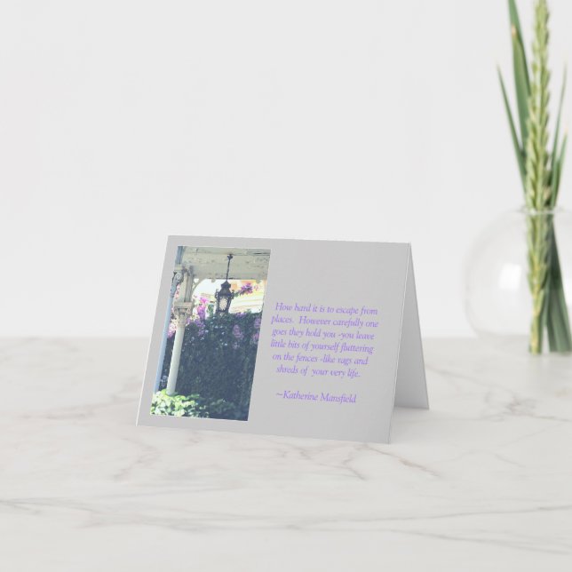 CARTÃO CITAÇÃO "LEAVING PLACES" E PORCH DE FOTOGRAFIAS, E (Frente)