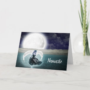 Cartão Citação Namaste Obrigado Anjo Surrealista Lua Chei
