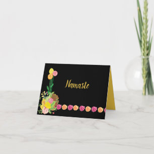Cartão Citação Namaste Obrigado Buquê de Rosas Florais