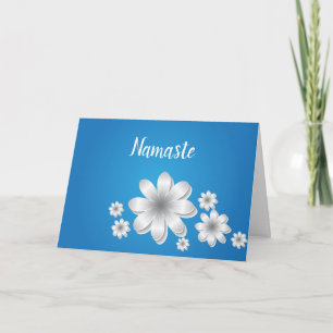 Cartão Citação Namaste Obrigado Flores Brancas Delicadas