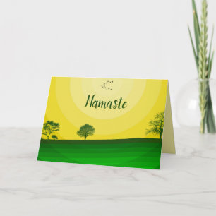 Cartão Citação Namaste Obrigado Paisagem Sol Luz da Natur