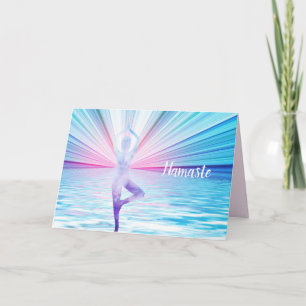 Cartão Citação Namaste Obrigado Pose de Yoga Árvore da Vi