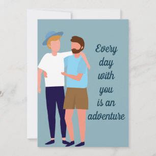 Cartão Citação Personalizada do Casal gay Men no Amor