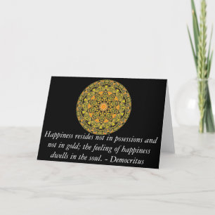 Cartão Citações de Democritus sobre a felicidade
