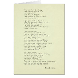 Cartão Citações reais inspiradas Kahlil Gibran da máquina