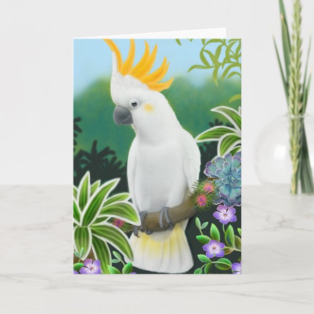 Cartão Citron Crested Cockatoo Greeting Card (Frente)