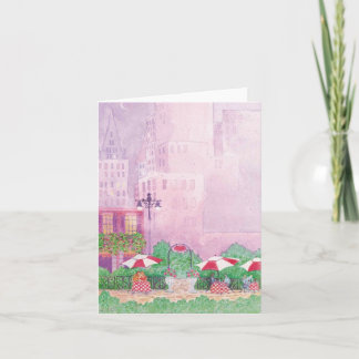 Cartão city scape cafe watercolor blank note card