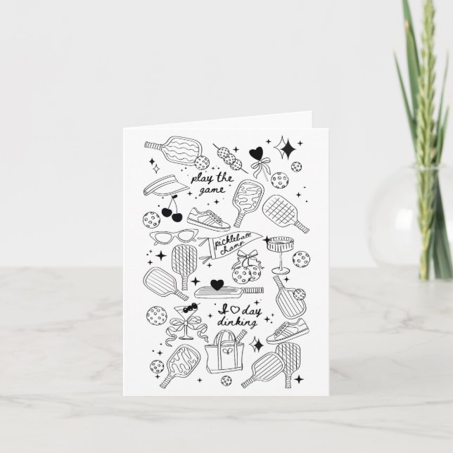 Cartão Ckleball Doodles In Black On Beige Retro Comfort C (Frente)