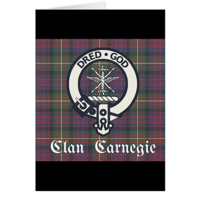 Cartão Clã Carnegie Crest Tartan (Frente)