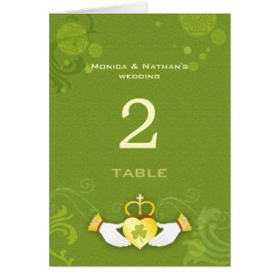 Cartão Claddagh Ring Green Irish Wedding Table Numbers