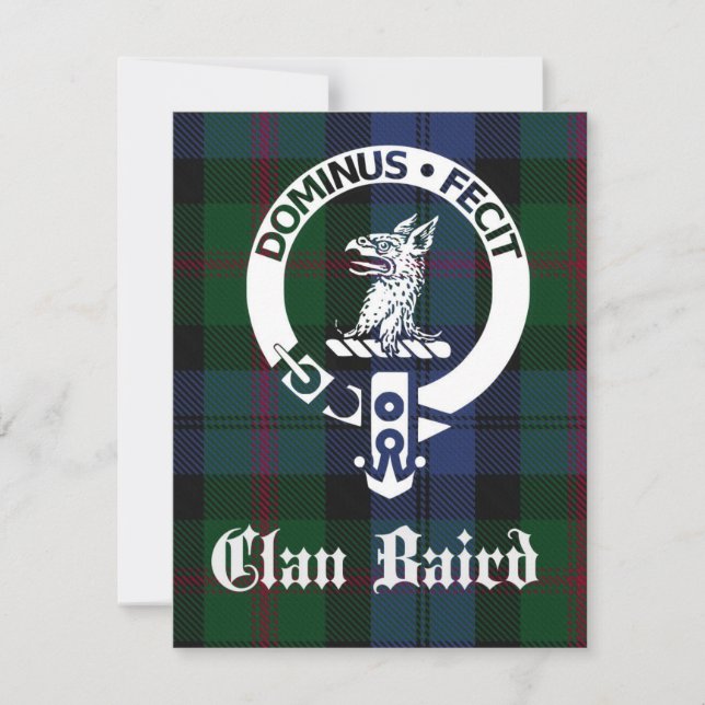 Cartão Clan Baird Crest Tartan Saudação (Frente)