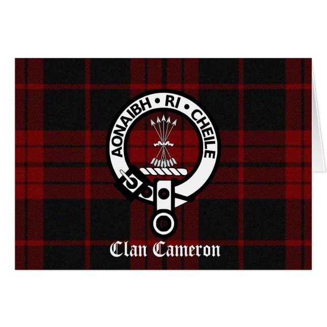 Cartão Clan Cameron Crest & Tartan (Frente Horizontal)