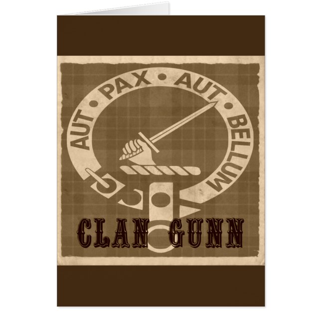 Cartão Clan Gunn Crest Crachá - Sepia (Frente)