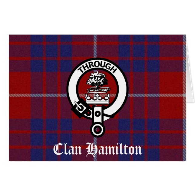 Cartão Clan Hamilton Crest & Tartan (Frente Horizontal)