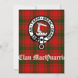 Cartão Clan MacQuarrie Tartan e Crest Saudação