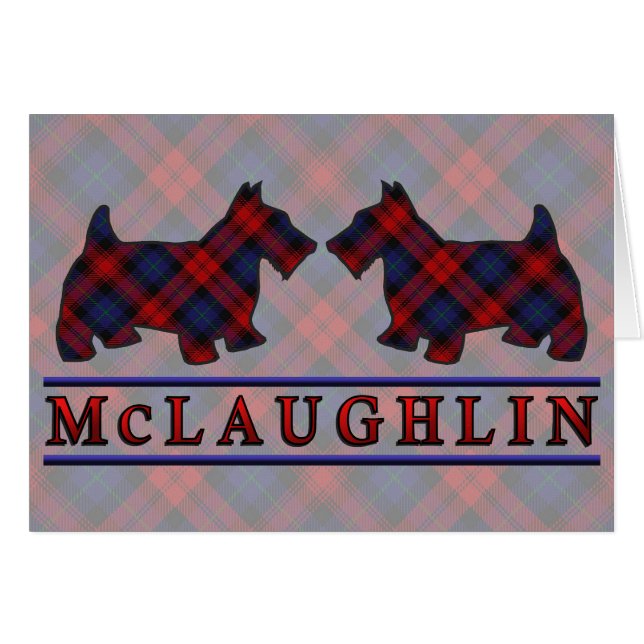 Cartão Clan McLaughlin MacLachlan Tartan Scottie Dogs (Frente Horizontal)