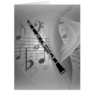 Cartão Clarinete com acentos musicais