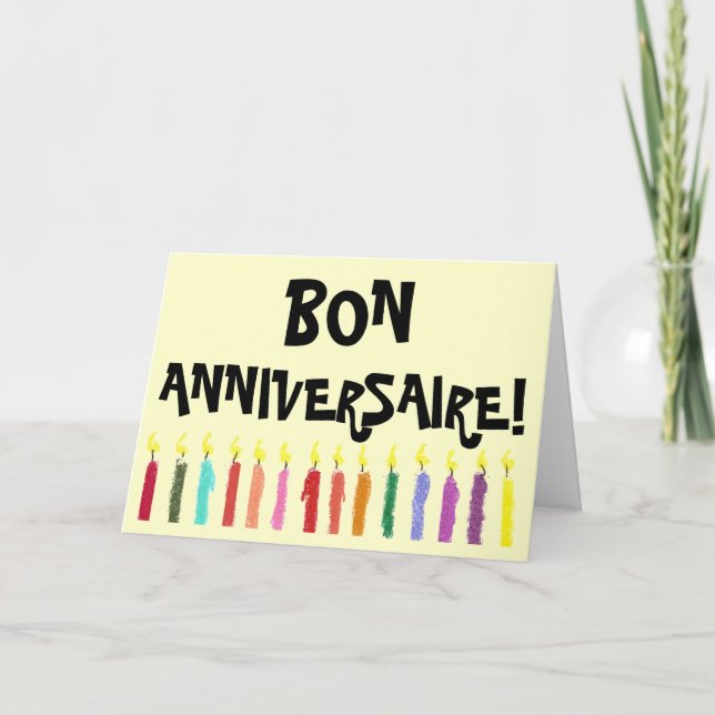 Cartão claro de aniversário - Francês (Frente)