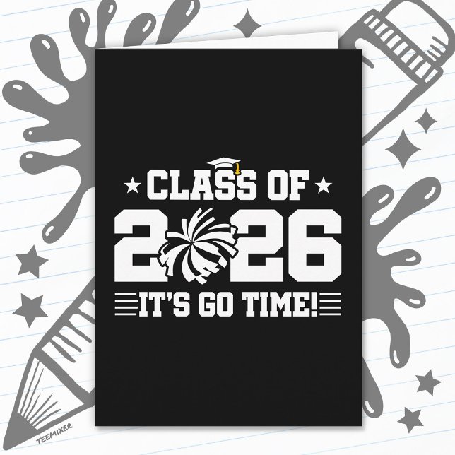 Cartão Class of 2026 Cheer Graduation It’s Go Time Quote (Criador carregado)