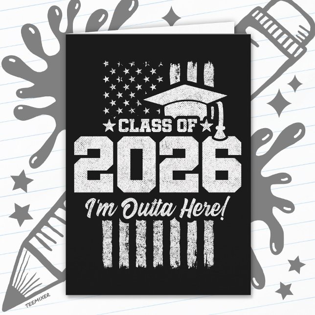 Cartão Class of 2026 Graduation Distressed Flag Design (Criador carregado)