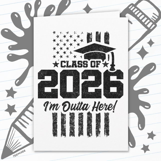 Cartão Class of 2026 Graduation Distressed Flag Design (Criador carregado)