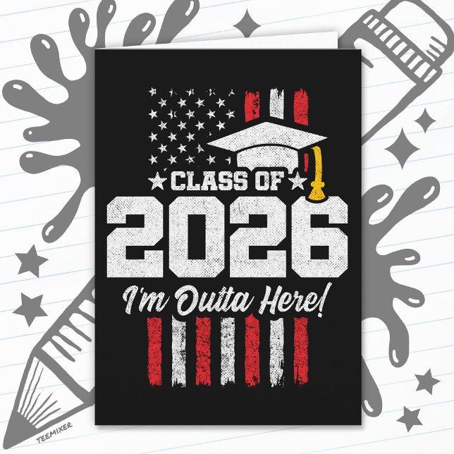 Cartão Class of 2026 Graduation Fun Quote Distressed Flag (Criador carregado)