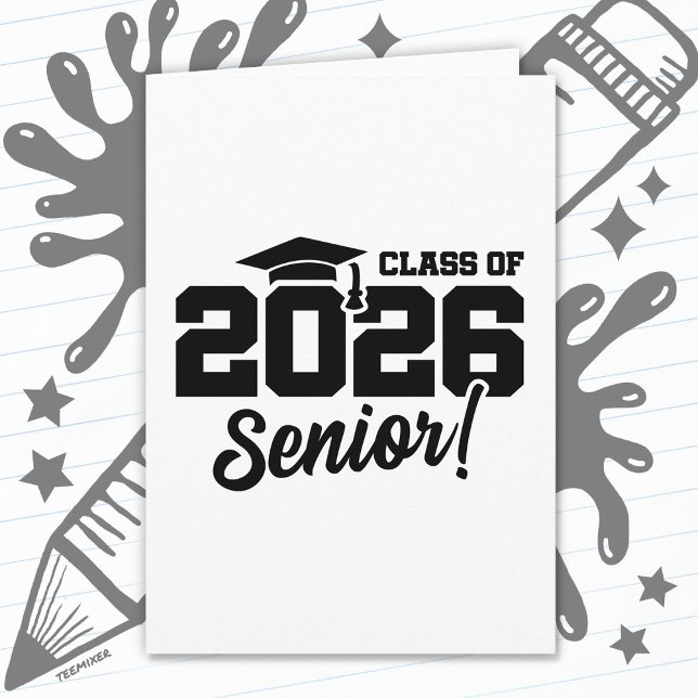Cartão Class of 2026 Senior Varsity Graduation Fun Quote (Criador carregado)