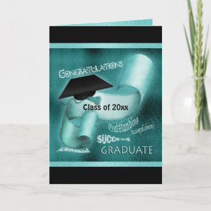 Cartão Classe de graduação de 20xx elegante teal