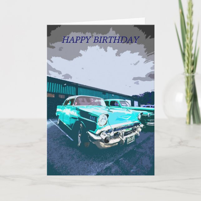 Cartão Classic Car Birthday Greeting Card (Frente)