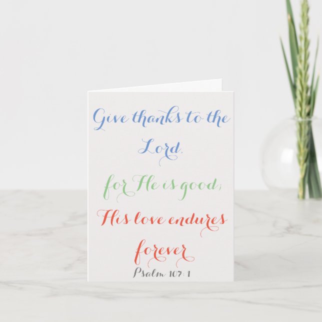 Cartão Classic Psalm 107:1 God's Love Religious Birthday (Frente)