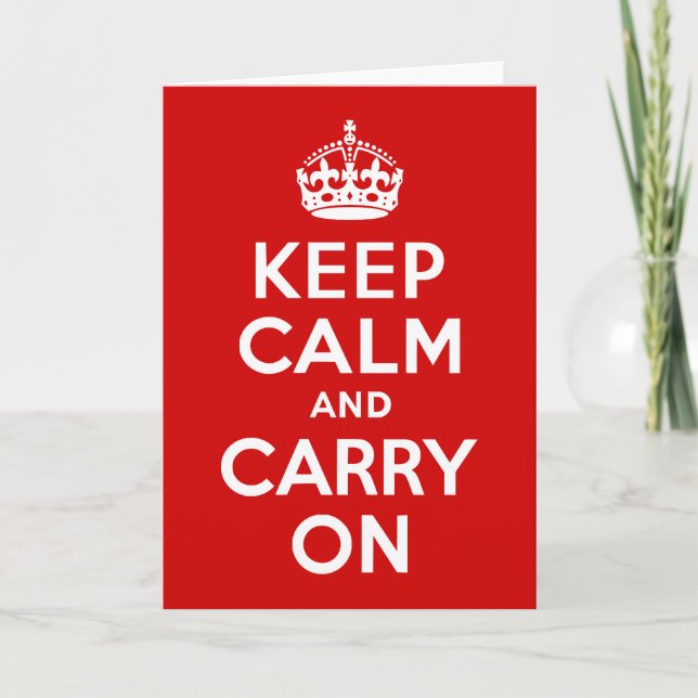 Cartão Classic Red Keep Calm and Carry On (Frente)