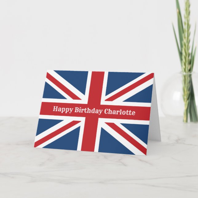 Cartão Classic Union Jack Flag Feliz Aniversário (Frente)