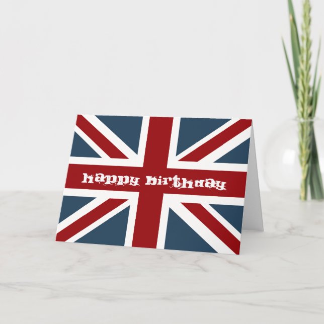 Cartão Classic Union Jack Flag Feliz Aniversário (Frente)