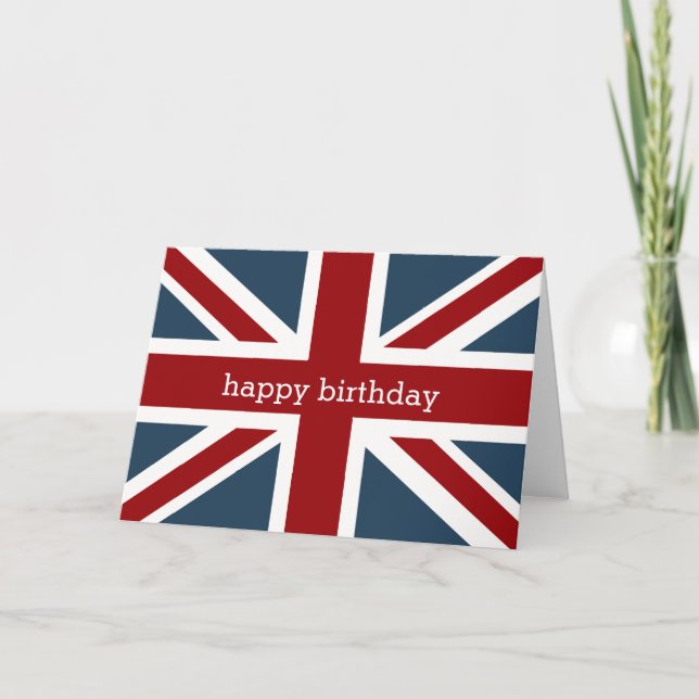 Cartão Classic Union Jack Flag Feliz Aniversário 2 (Frente)
