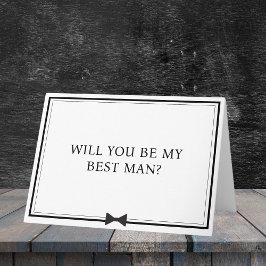 Cartão Clássico Bowtie Black and White Best Man Proposal