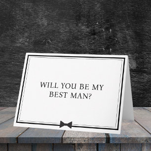 Cartão Clássico Bowtie Black and White Best Man Proposal